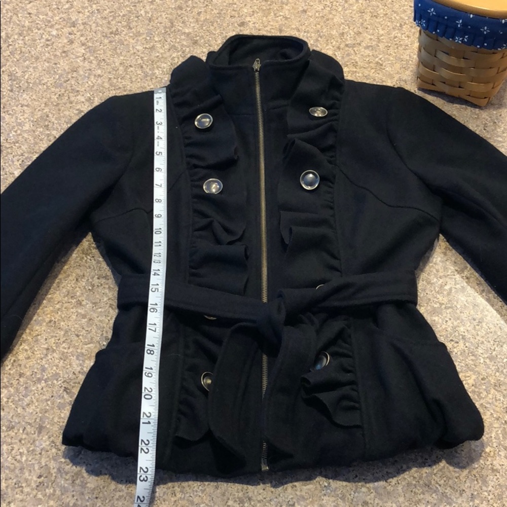 Grass collection black coat with belt Medium Runs Smaller Possibly Juniors Size? - Picture 8 of 8